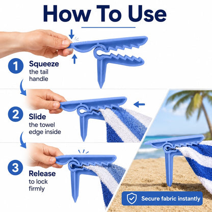 Dinosaur Shape Beach Towel Clips | Windproof Sand Secure Holder