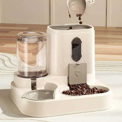 Automatic Pet Feeder with Gravity Refill System and Siphon Water Control