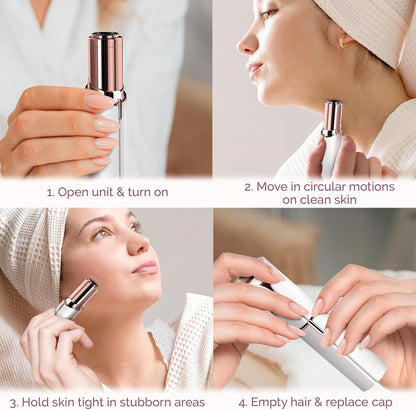 Electric Facial Hair Remover with Rounded Safety Head and Dermaplane Action