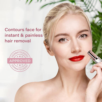 Electric Facial Hair Remover with Rounded Safety Head and Dermaplane Action
