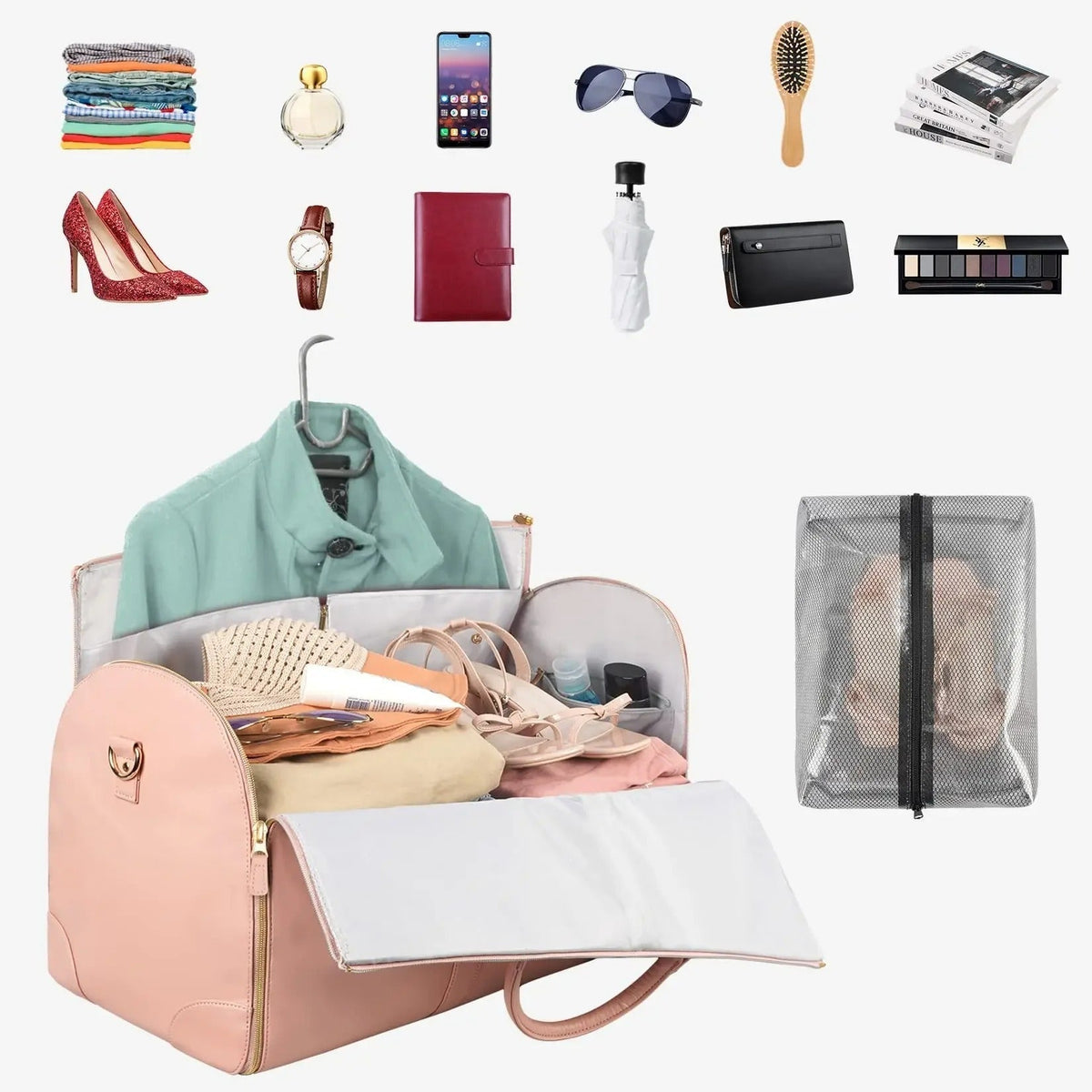 Garment Bag with Multiple Interior Compartments and Overhead Bin Compatibility