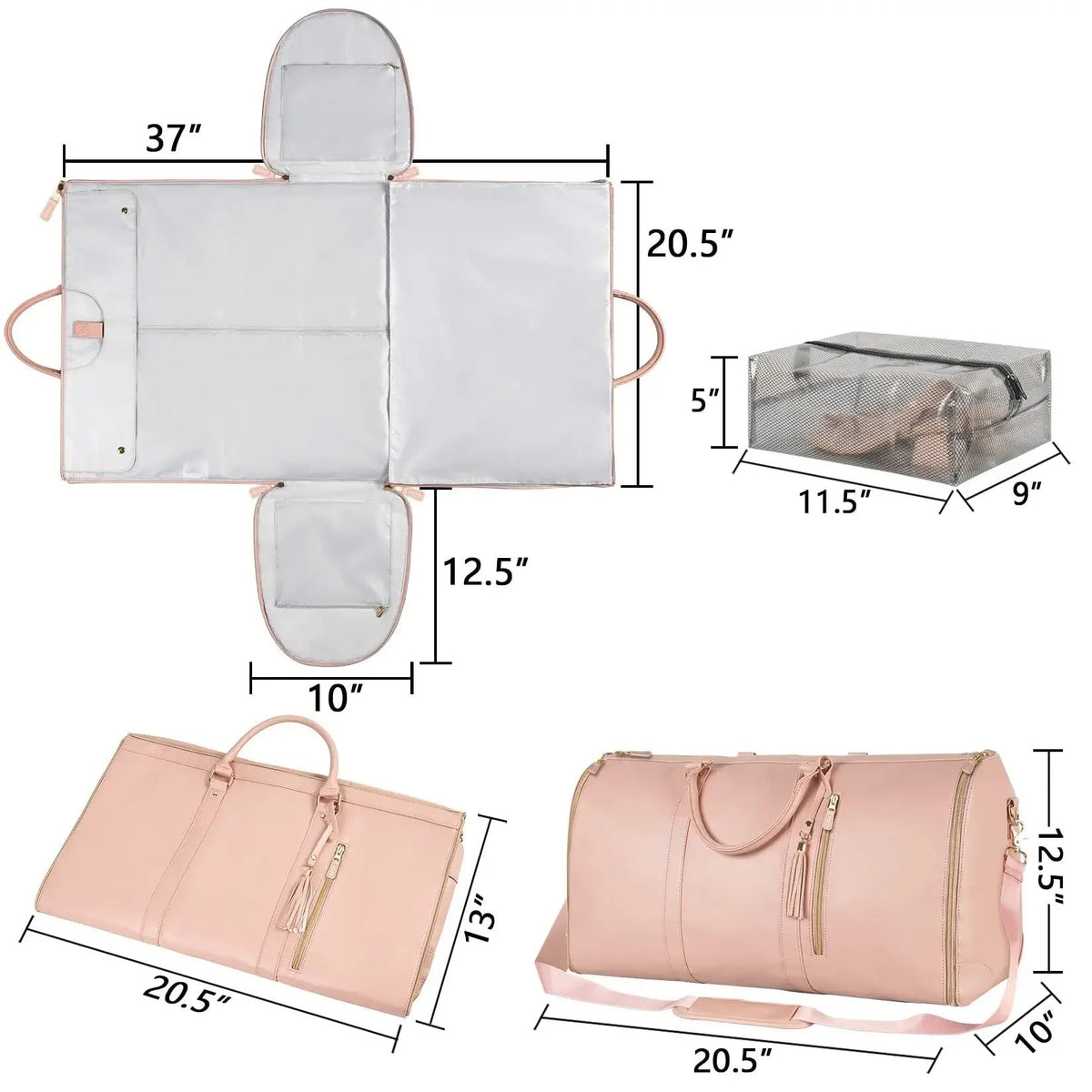 Garment Bag with Multiple Interior Compartments and Overhead Bin Compatibility