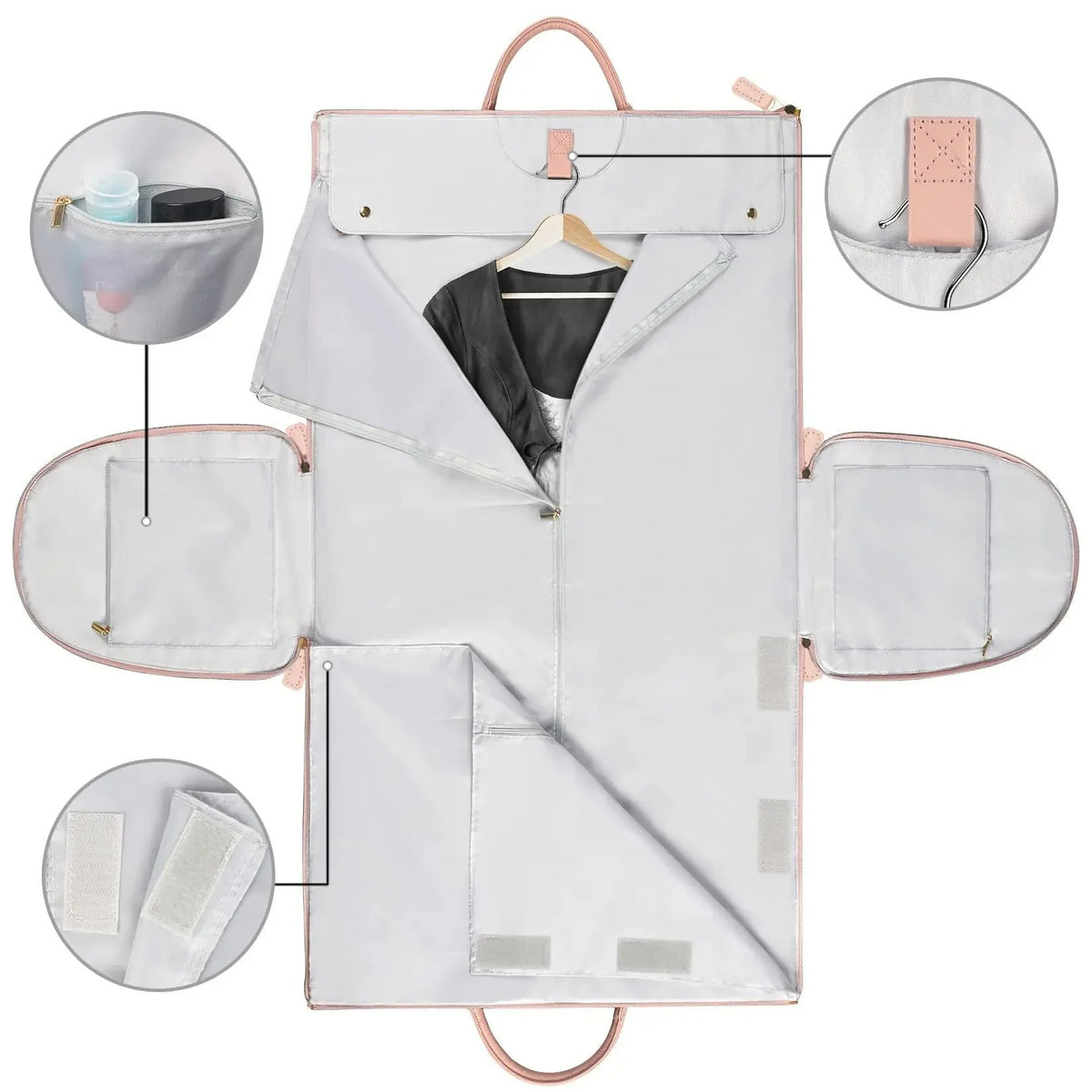 Garment Bag with Multiple Interior Compartments and Overhead Bin Compatibility