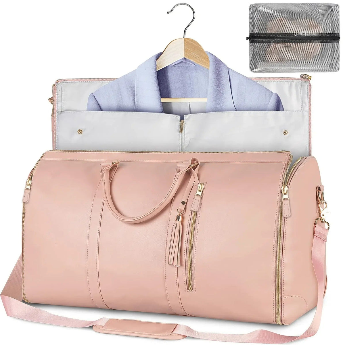 Garment Bag with Multiple Interior Compartments and Overhead Bin Compatibility