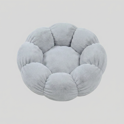 Plush Pet Bed with Raised Petal Rim and Polyester Fill, Three Sizes Available