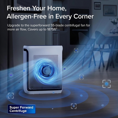 Air Purifier with Laser Particle Sensor and App Control for Large Rooms
