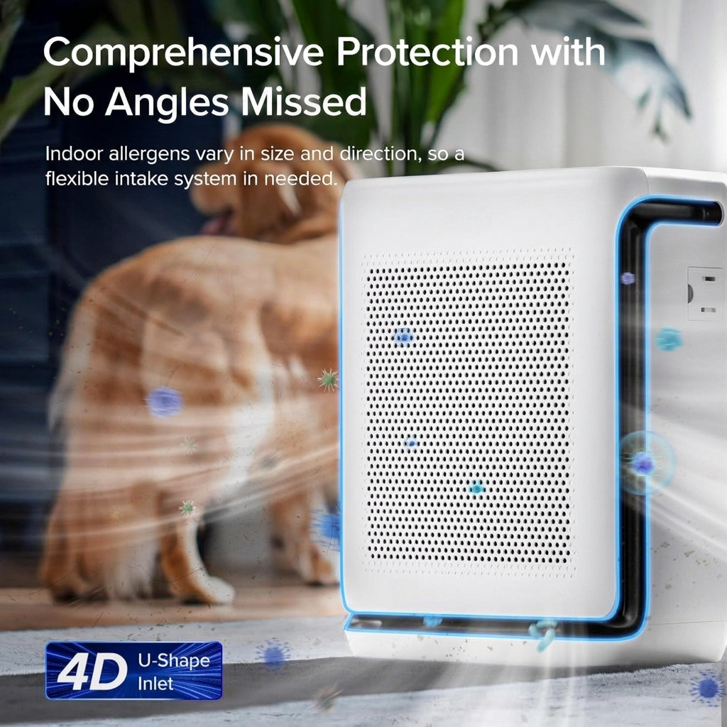 Air Purifier with Laser Particle Sensor and App Control for Large Rooms