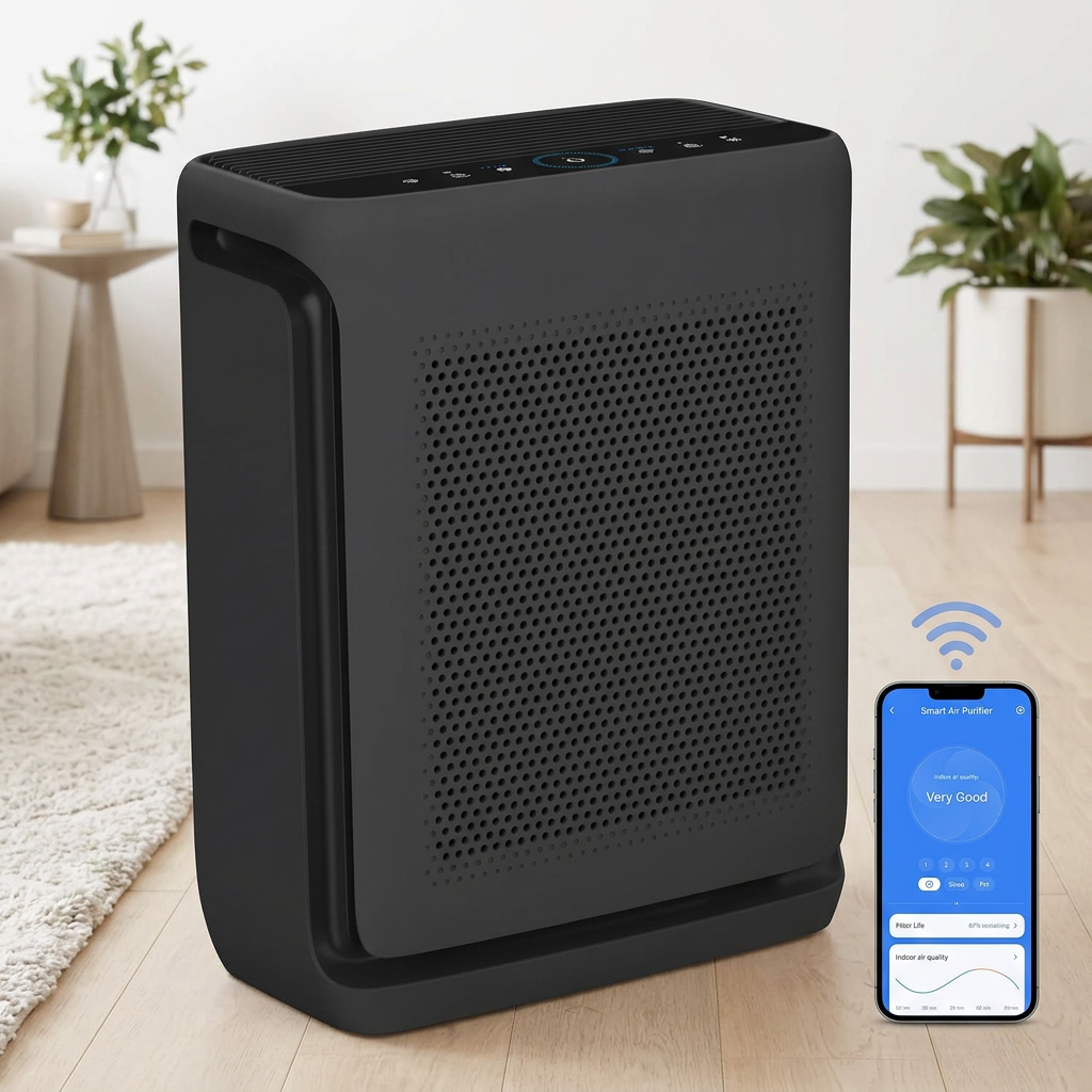 Air Purifier with Laser Particle Sensor and App Control for Large Rooms