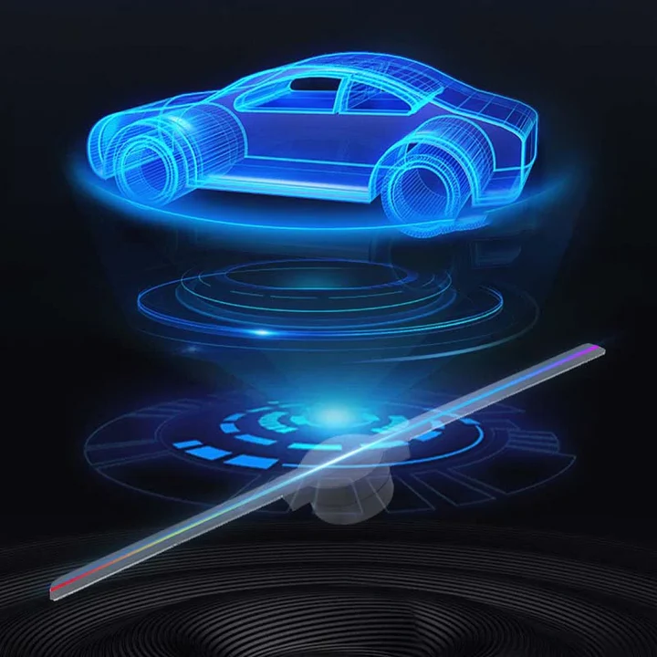 Floating 3D Hologram Projector with LED Fan Display and Multi-Unit Sync
