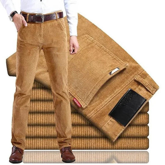 Men's Straight Leg Corduroy Trousers with Cotton Elastane Stretch