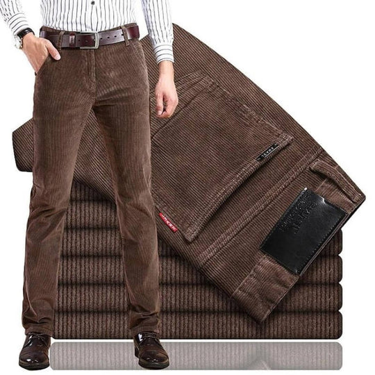 Men's Straight Leg Corduroy Trousers with Cotton Elastane Stretch