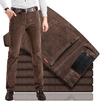 Men's Straight Leg Corduroy Trousers with Cotton Elastane Stretch