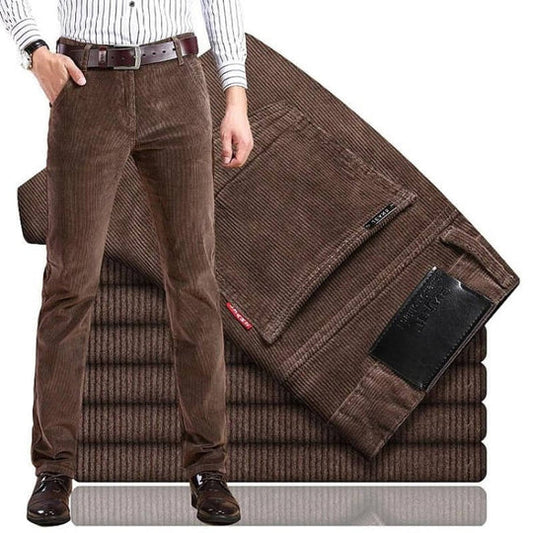 Men's Straight Leg Corduroy Trousers with Cotton Elastane Stretch