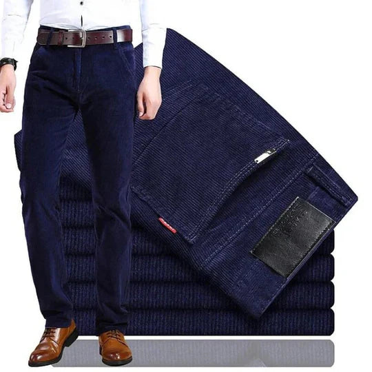 Men's Straight Leg Corduroy Trousers with Cotton Elastane Stretch