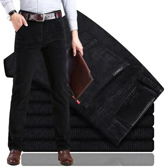 Men's Straight Leg Corduroy Trousers with Cotton Elastane Stretch