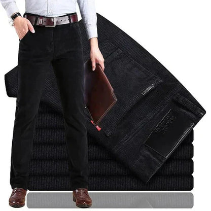Men's Straight Leg Corduroy Trousers with Cotton Elastane Stretch