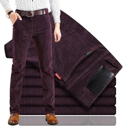 Men's Straight Leg Corduroy Trousers with Cotton Elastane Stretch