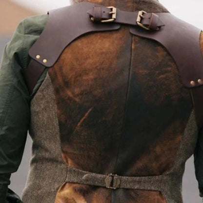 Sleeveless Waistcoat with Front Button Closure and Textured Surface