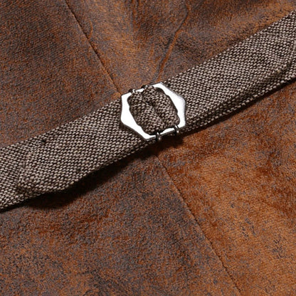 Sleeveless Waistcoat with Front Button Closure and Textured Surface