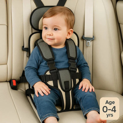 Portable Child Travel Seat with Five-Point Harness and Foldable Design, Ages 1-14