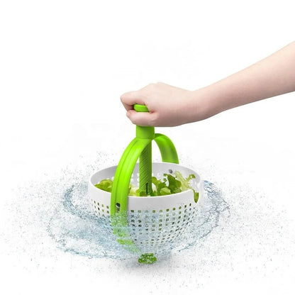 Manual Salad Spinner Bowl with Foldable Handle and Brake Button
