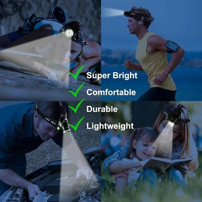LED Headlamp with Dual Beam Modes and Adjustable Strap, 990000 Lumens