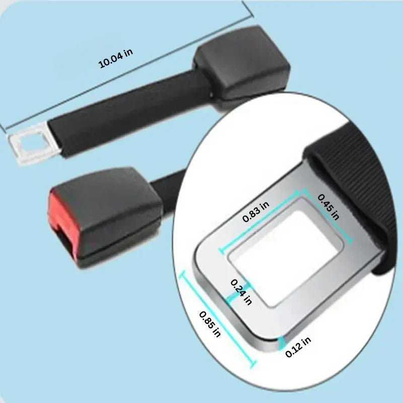 Seat Belt Extender with 11-Inch Rigid Stem and Upright Buckle Reach, Toolless Click-In