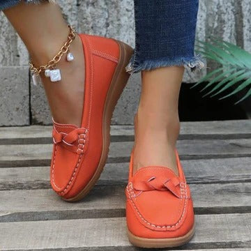 Women's Wide Toe Slip-On Loafers with Flexible Upper and Traction Outsole