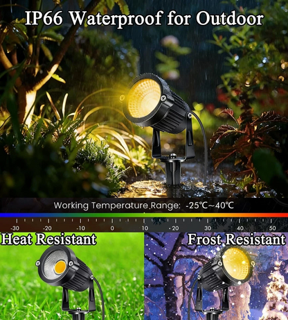 LED Landscape Spotlights 12V 5W with Adjustable Head and IP65 Rating, 10-Pack