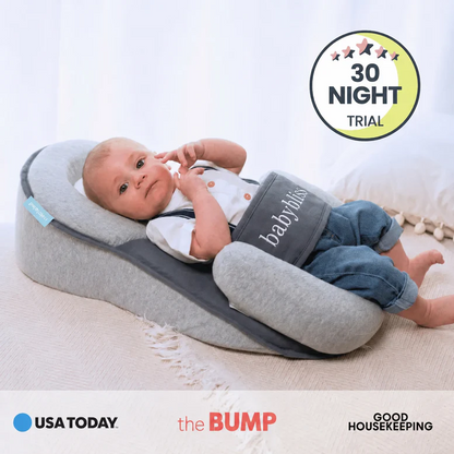Inclined Baby Bed with Wrap Around Belt and Anti Roll Design, 10 Degree Angle