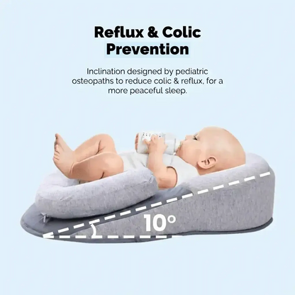 Inclined Baby Bed with Wrap Around Belt and Anti Roll Design, 10 Degree Angle