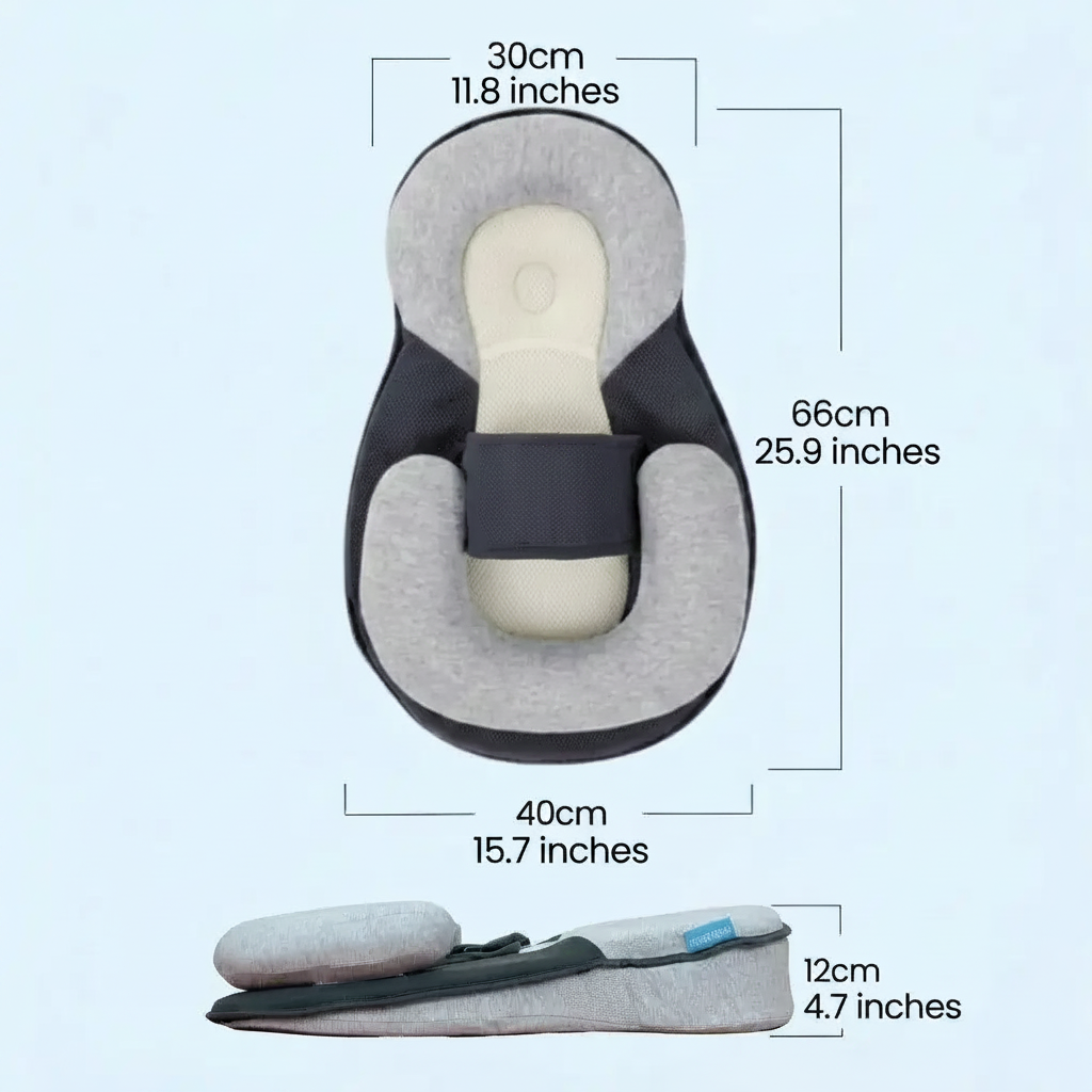 Inclined Baby Bed with Wrap Around Belt and Anti Roll Design, 10 Degree Angle