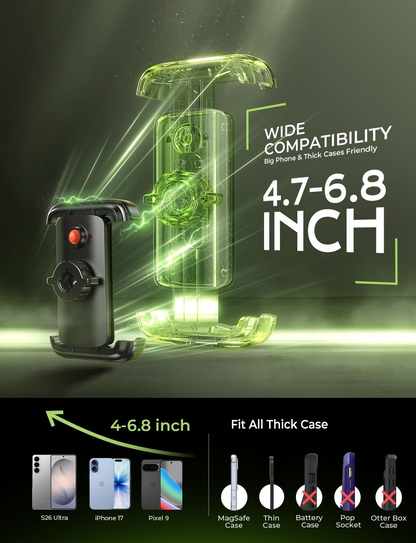 Bike Phone Holder with 360 Degree Rotation and Four Corner Grip for 4.7-6.8in Phones
