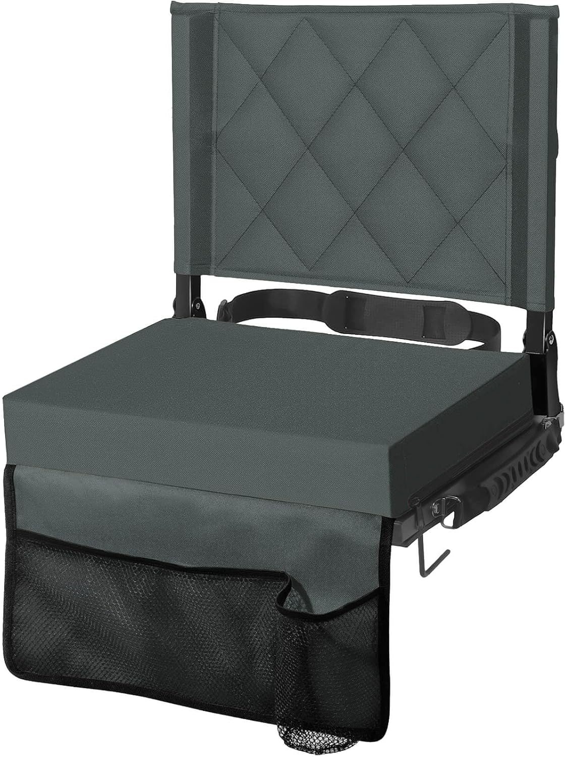 Folding Stadium Seat with Angled Back Support and Shoulder Strap, Padded Bleacher Chair