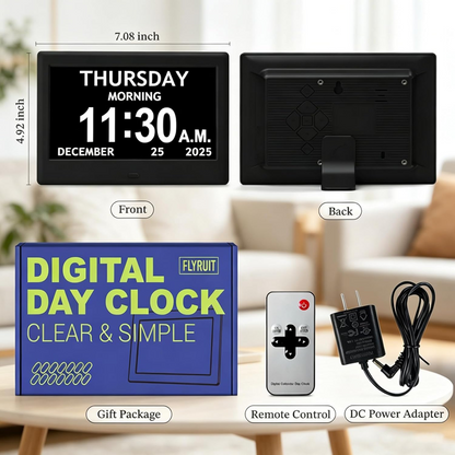 Digital Calendar Clock with Daily Activity Icons and Large Display for Seniors