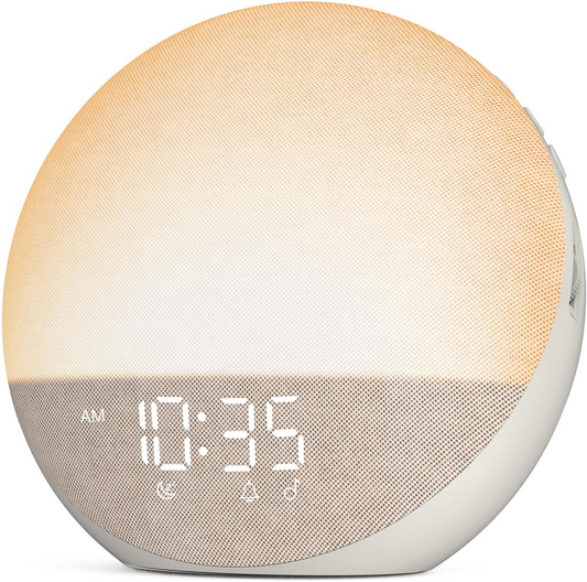 Sunrise Simulation Alarm Clock with Adjustable Brightness and Sunset Mode