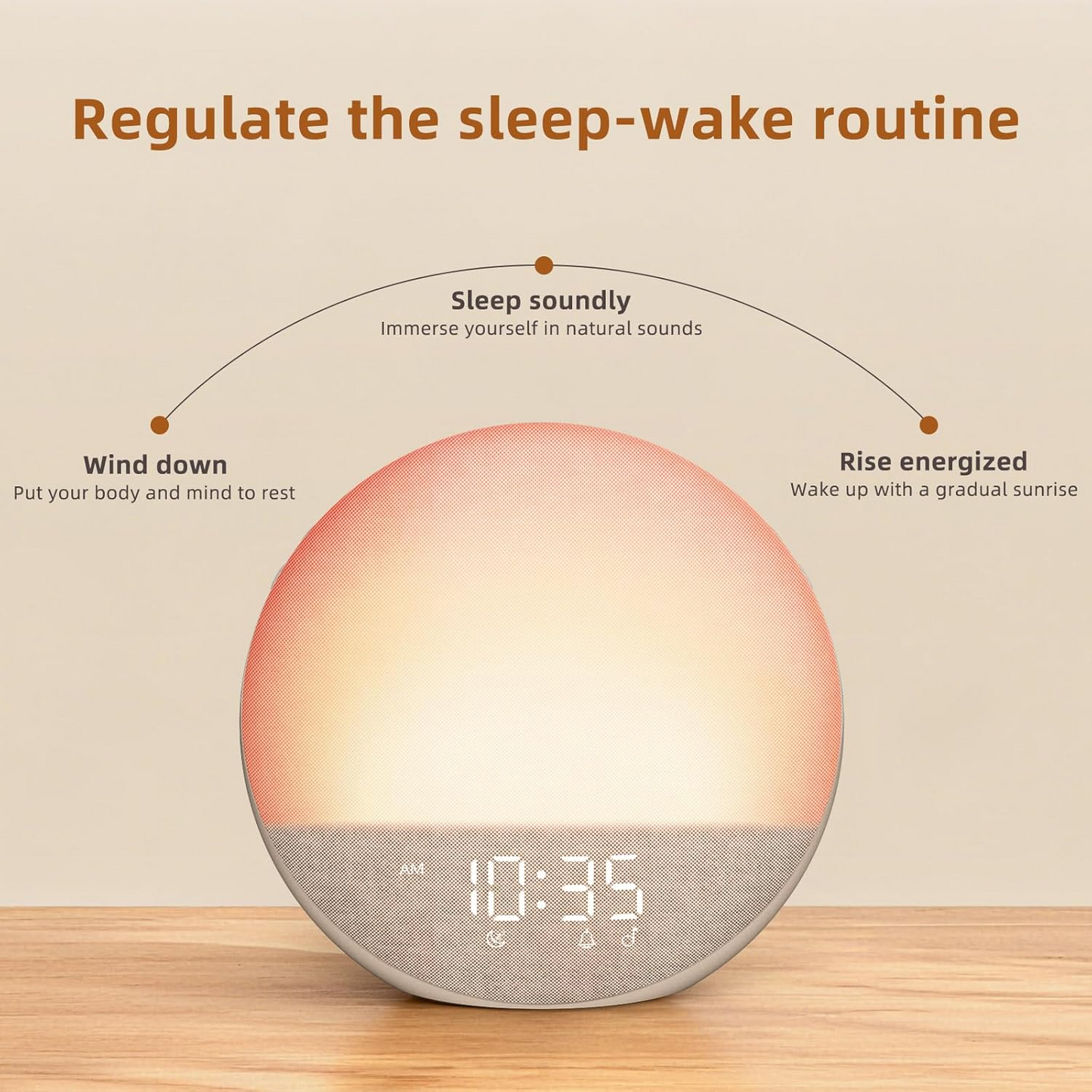 Sunrise Simulation Alarm Clock with Adjustable Brightness and Sunset Mode