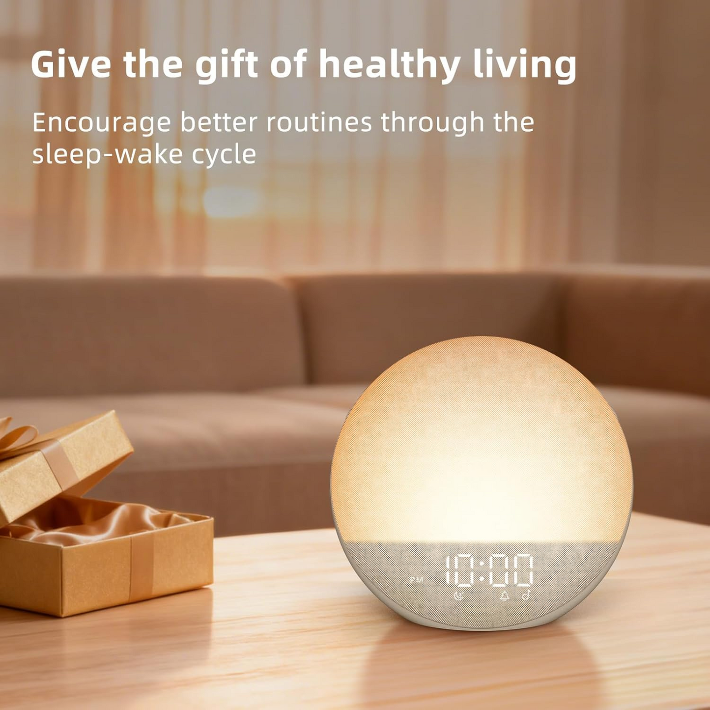 Sunrise Simulation Alarm Clock with Adjustable Brightness and Sunset Mode