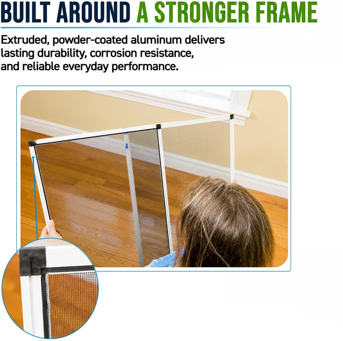 Expandable Window Screen with Fiberglass Mesh and Felt Weather Stripping, 15″ H × 21″–40″ W Pack of 2