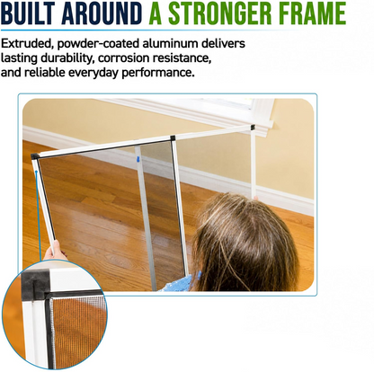 Expandable Window Screen with Fiberglass Mesh and Felt Weather Stripping, 15″ H × 21″–40″ W Pack of 2