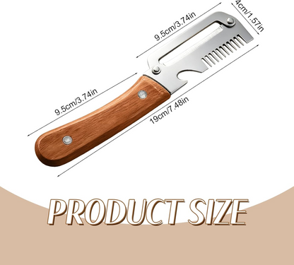 Wide Blade Vegetable Peeler with Wooden Handle and Julienne Edge, 3-in-1 Function