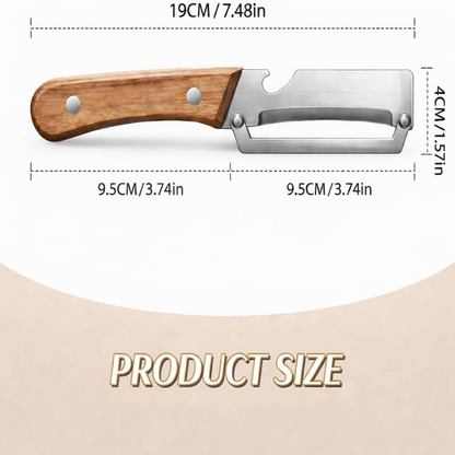 Wide Blade Vegetable Peeler with Wooden Handle and Julienne Edge, 3-in-1 Function