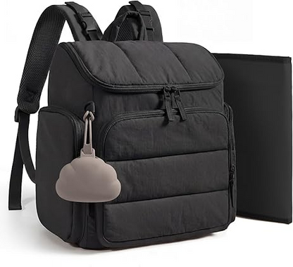 Diaper Bag Backpack with Insulated Bottle Pockets and Stroller Attachment Straps, Wide Top Opening