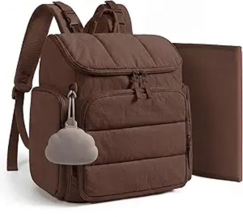 Diaper Bag Backpack with Insulated Bottle Pockets and Stroller Attachment Straps, Wide Top Opening