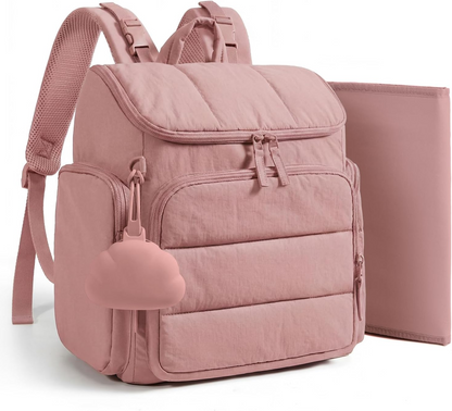 Diaper Bag Backpack with Insulated Bottle Pockets and Stroller Attachment Straps, Wide Top Opening