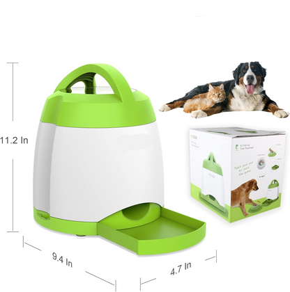 Interactive Dog Treat Dispenser with Remote Control and Dual Power, Puzzle Toy for Indoor Outdoor Play