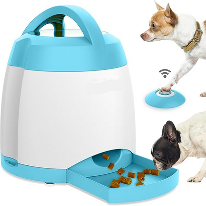 Interactive Dog Treat Dispenser with Remote Control and Dual Power, Puzzle Toy for Indoor Outdoor Play