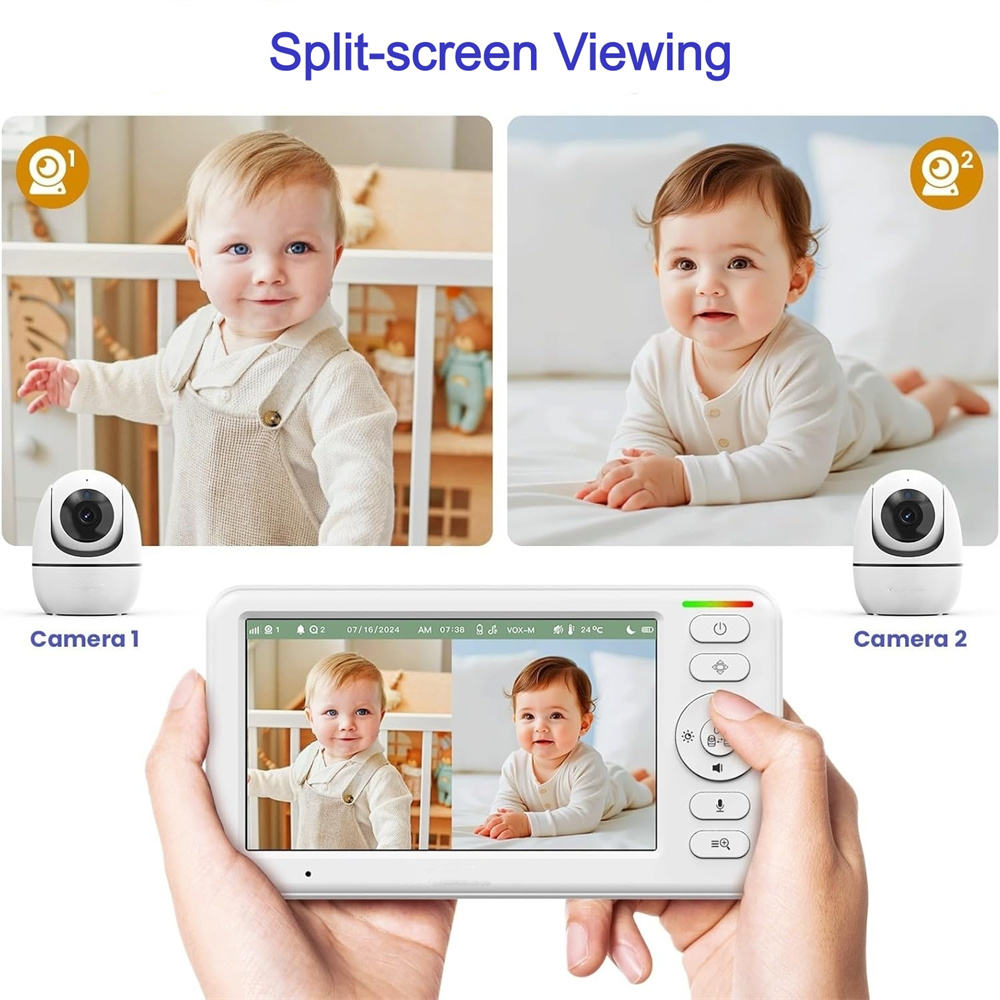 Baby Monitor with 5-Inch HD Screen, Two-Way Talk and Temperature Alerts, 1000ft Range