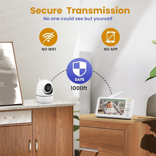 Baby Monitor with 5-Inch HD Screen, Two-Way Talk and Temperature Alerts, 1000ft Range