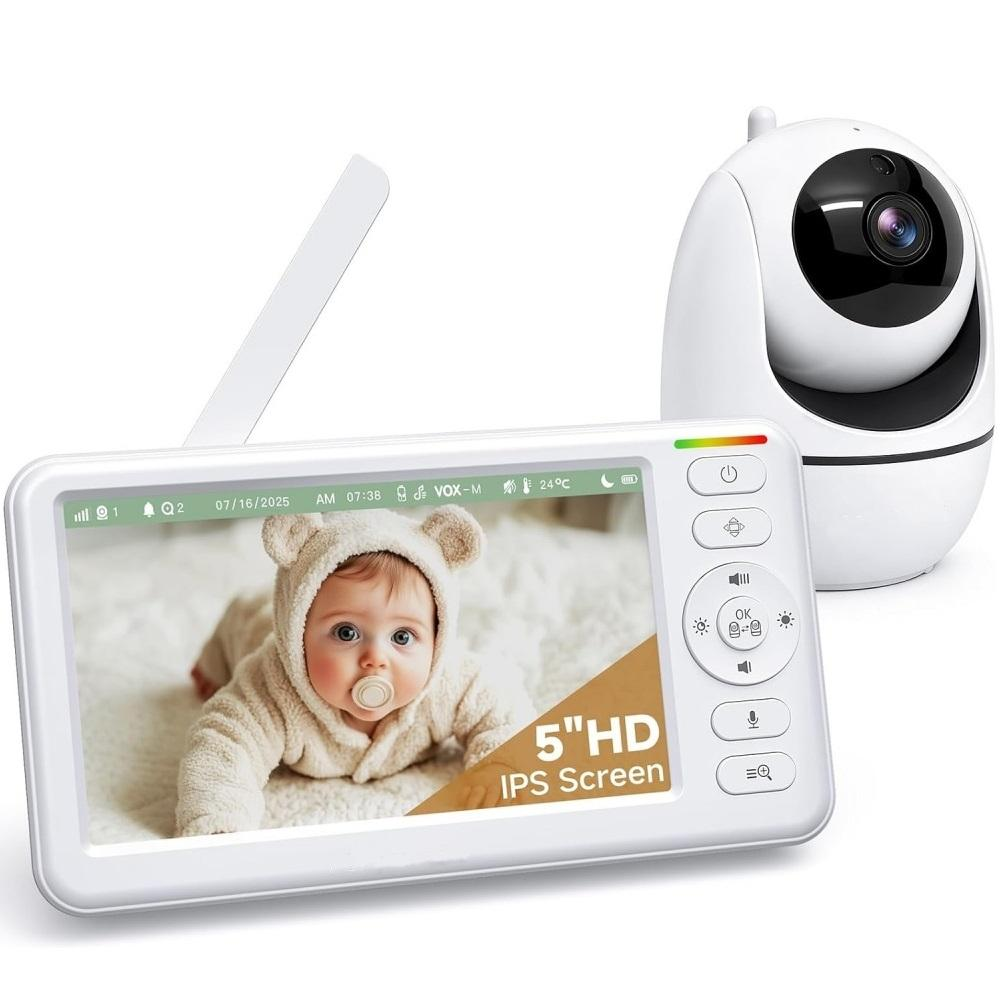 Baby Monitor with 5-Inch HD Screen, Two-Way Talk and Temperature Alerts, 1000ft Range